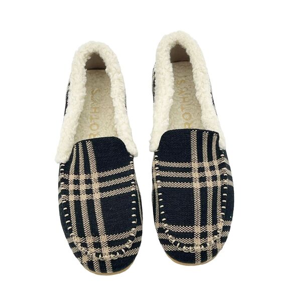ROTHY'S Merino Wool Blend Slip-on Black Plaid Moccasin Slippers Size 8 NWOB - Picture 4 of 11